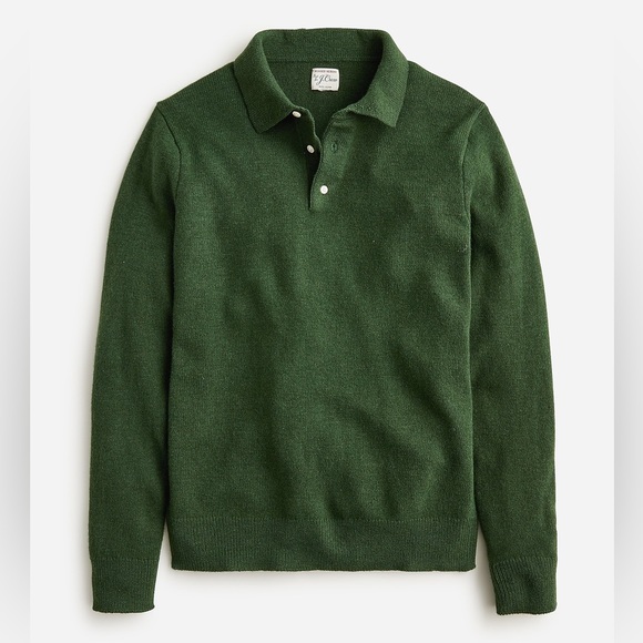 J. Crew Merino wool-nylon blend polo sweater Forest Fatigue XL